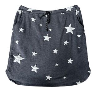 Sundry Navy Blue With Stars Mini Skirt Drawstring Soft Pockets